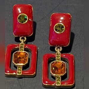 Heidi Daus Burnt Orange and Gold Statement Earrings